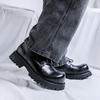 Kožené boty pánské podzimní a zimní ležérní britský styl pro mladé zvýšené derby boty platforma černé martensky 1098-R