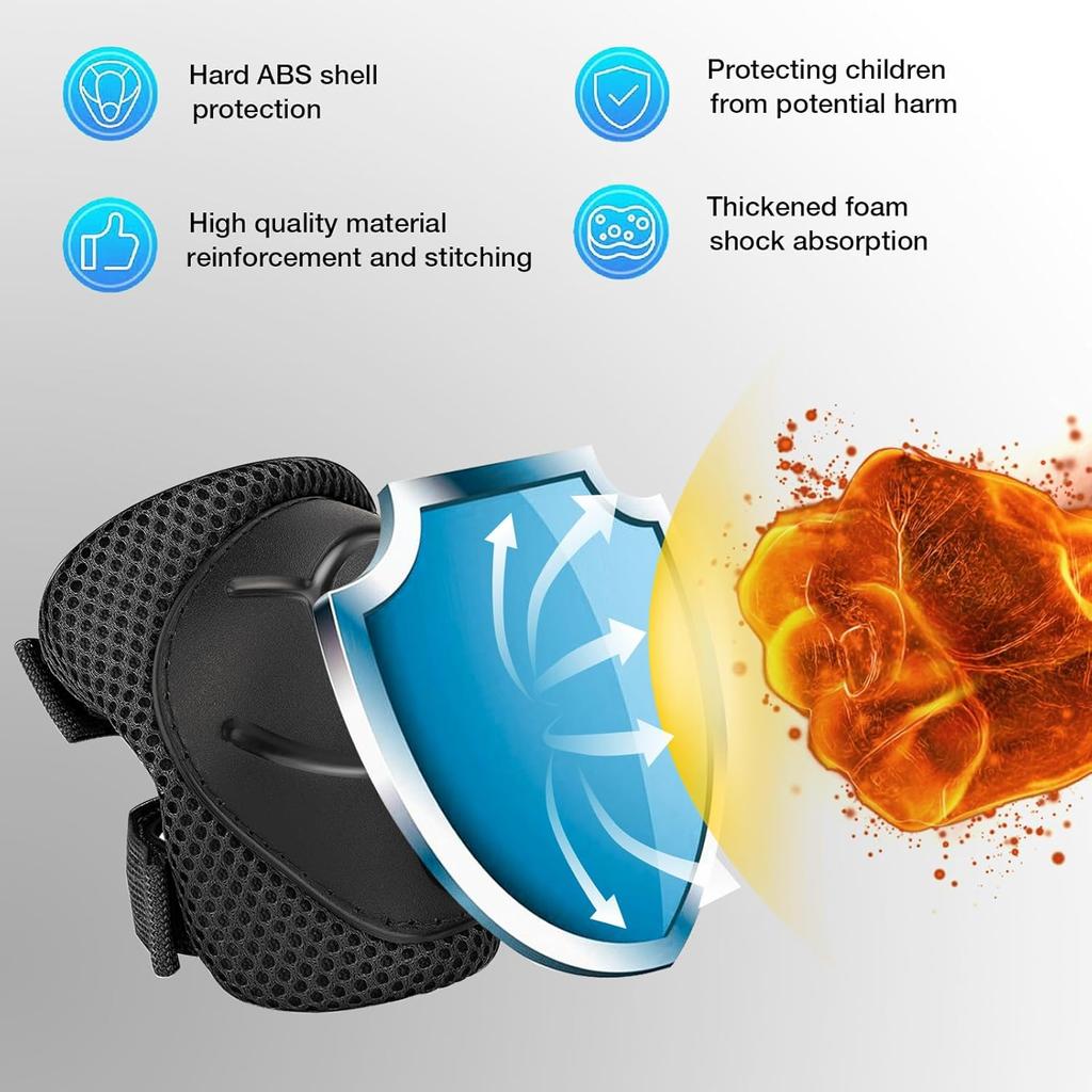 Kids Protective Gear Set - Knee Pads Elbow Pads with Wrist Guards for Ages 3-12 | 3-in-1 Safety Protective Gear for Skating, Cycling, Biking, Roller