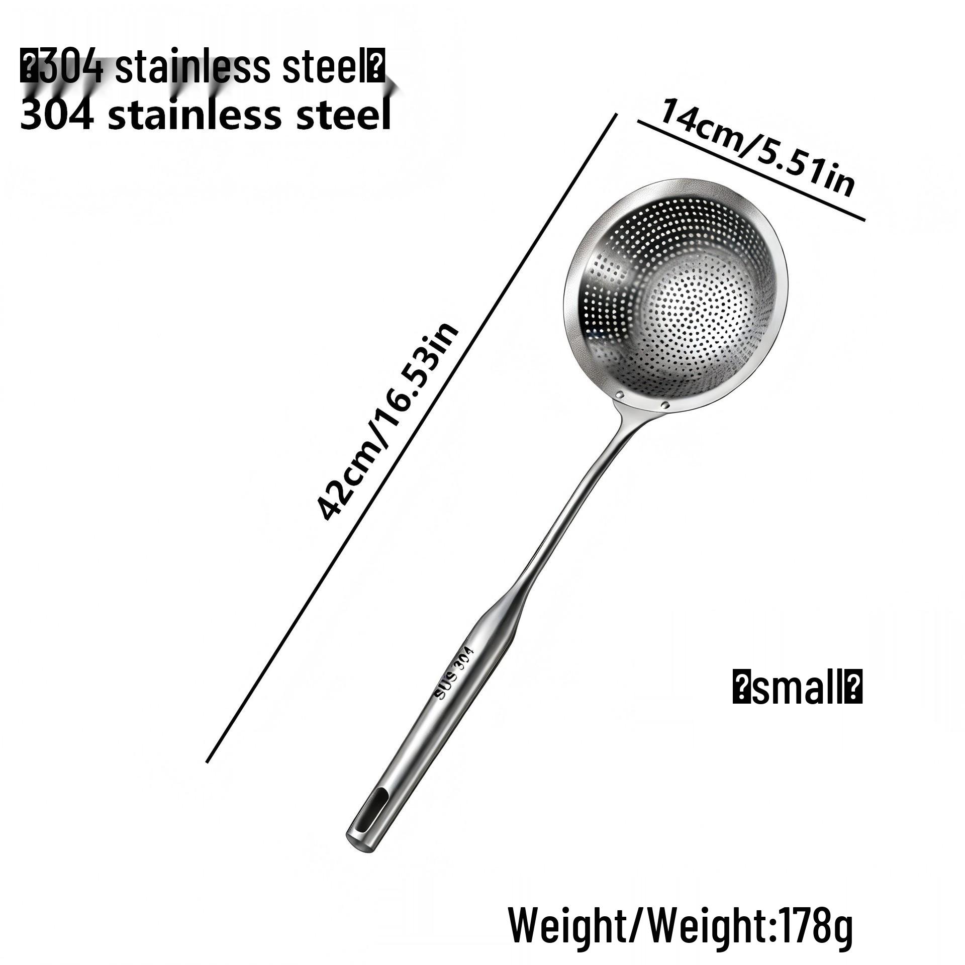 Liang Sheng Large Stainless Steel Skimmer Spoon for Dumplings, Noodles, and Oil Separation