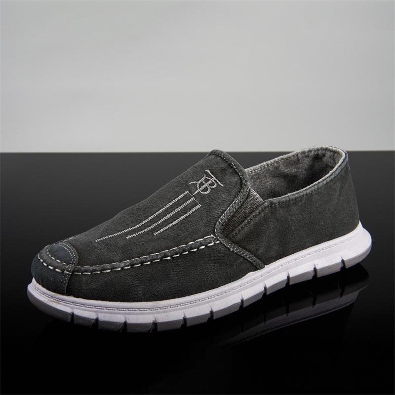 Summer New Fashion Beggar Canvas Shoes Men Breathable Casual Old Beijing Cloth Shoes Lazy One Pedal Work Shoes