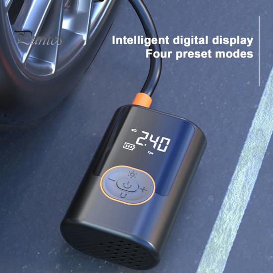 Tire Inflator Portable Air Compressor 150PSI 4000mAh Battery Smart One-Click Pump for Car Motorcycle Bicycle Pressure Gauge LED Light Fast Inflation