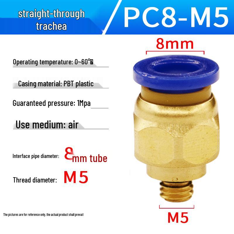 Pneumatic Blue PC Air Tube Quick Connector PC8-02 Threaded Straight Insert 4mm/10/12/16-03