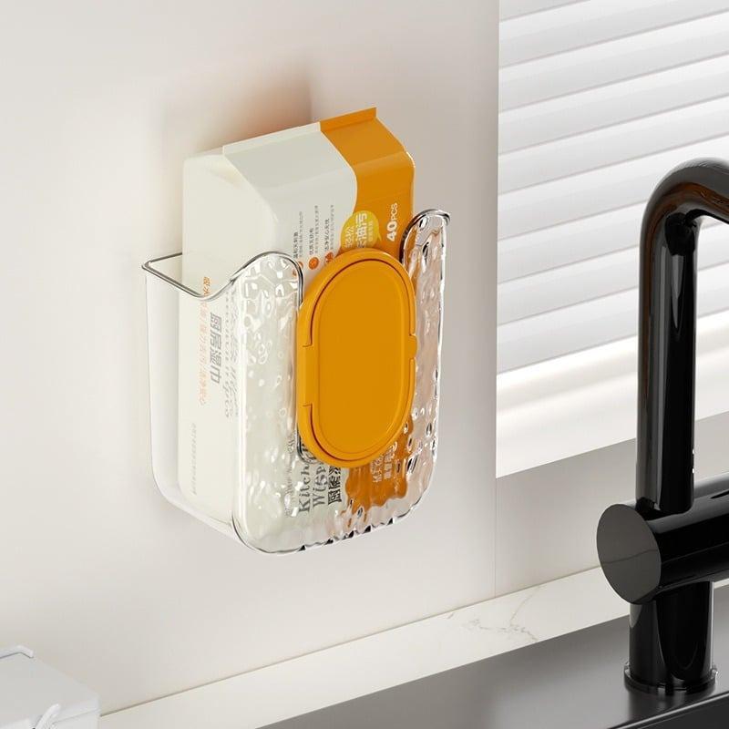 Wall-Mounted Wet Wipes Box Tissue Box Punch-Free Face Towel Storage Box Toilet Wet Wipe Holder Napkin Paper Case Bathroom Acc