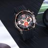 [BUREI] Men's Chronograph Analog Waterproof Quartz Watch with Black Urethane Belt, Date, Gold, Men's Selection, Gift