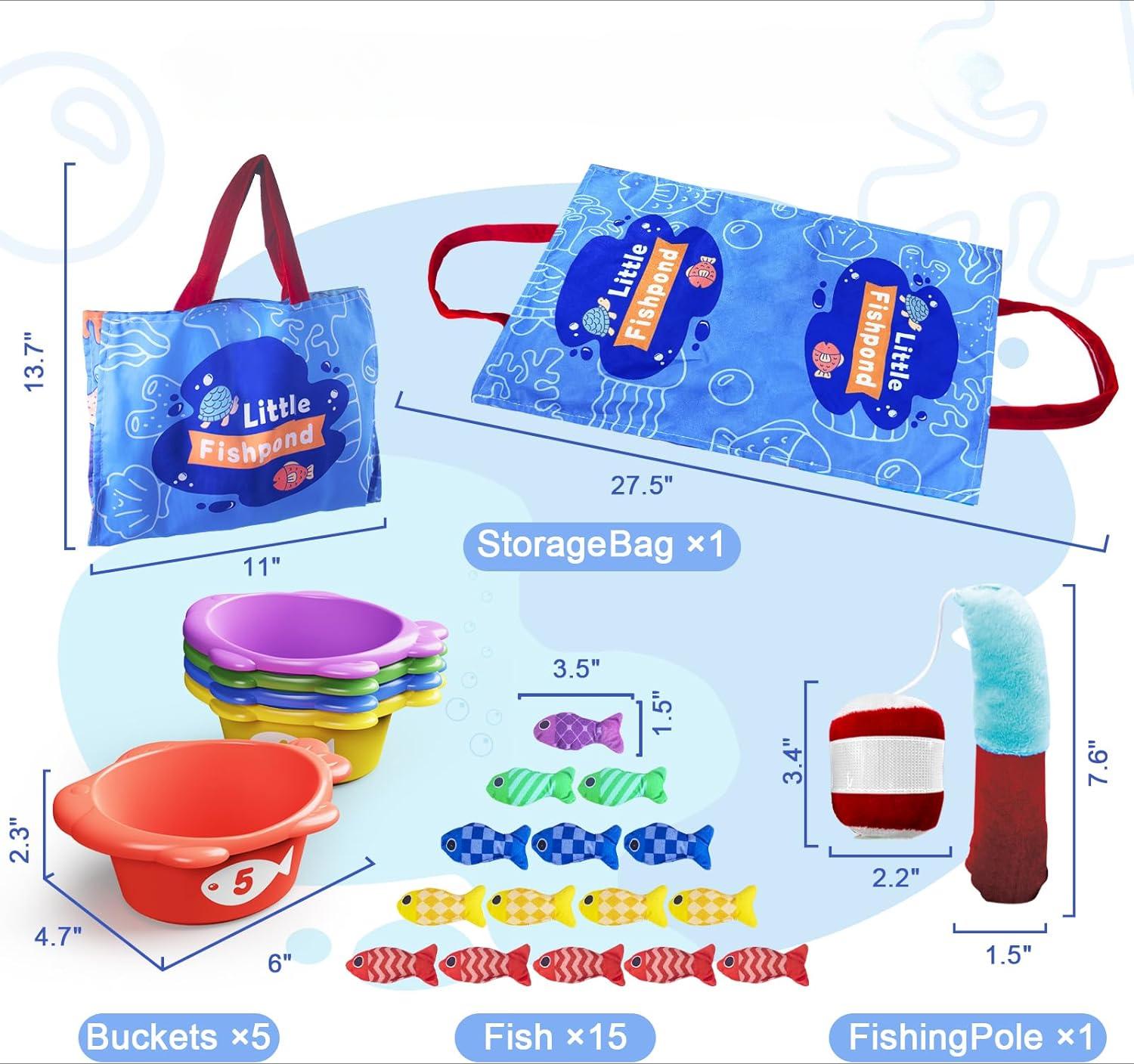

Montessori Cloth Fishing Game Sensory Baby Toys for Toddlers 1-3, Number Counting&Color Sorting, Gifts for Birthday Christmas