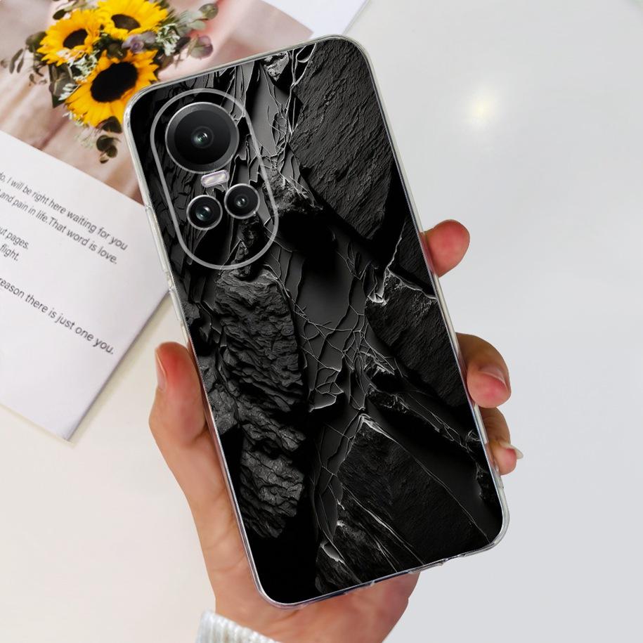 For Oppo Reno 10 Pro 5G Case Reno 10 Phone Case Fashion Flower Cartoon Clear Silicone Shockproof Cover For Reno10 Pro Plus Coque