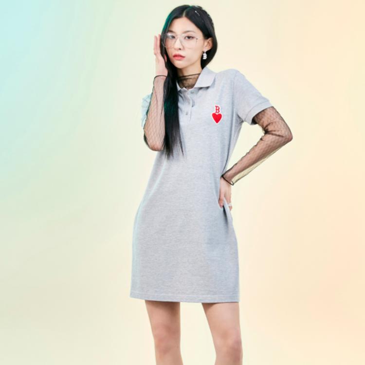 New MLB Short Sleeved Dresses Women's Light Gray 3FOP00723-43MGS