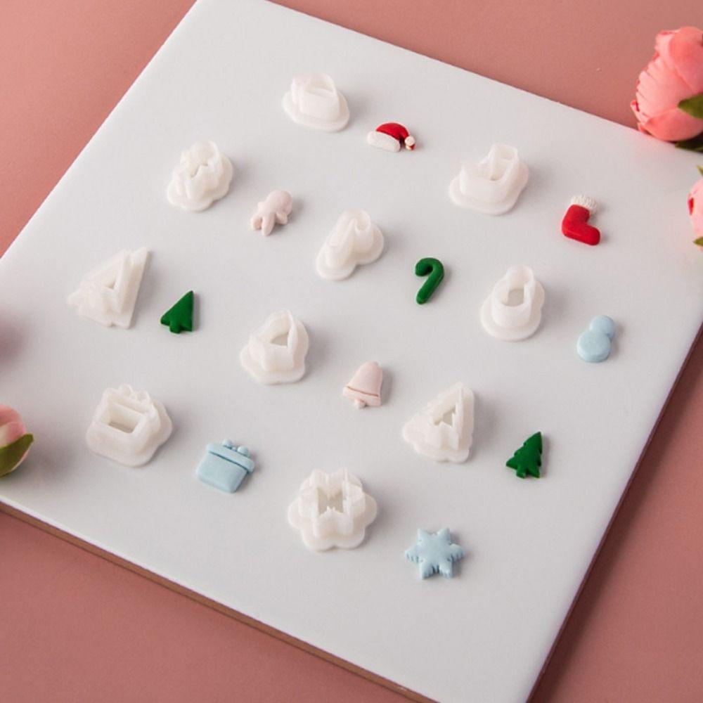 10 Stück Prägeform Weihnachten Polymer Clay Ausstecherform Weiche Keramik Handgemachter Schmuckherstellung Form Weihnachtsbaum Weihnachtsmütze