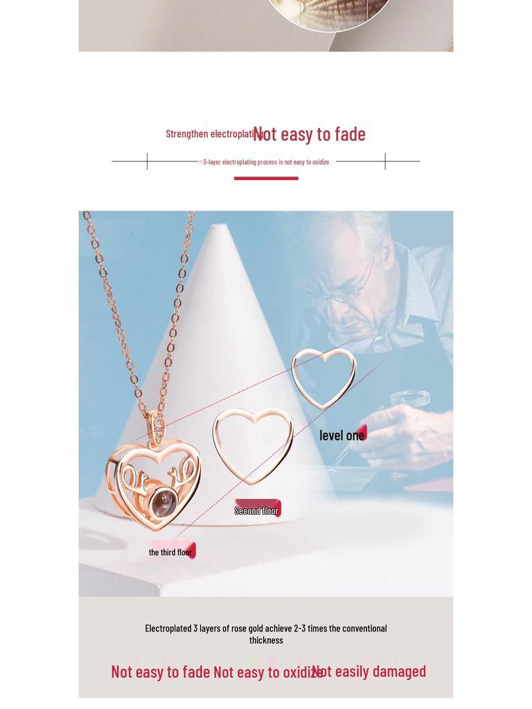 Yin Yi Hirsch Anhänger Halskette: "Ich liebe dich" in 100 Sprachen, Schlüsselbeinkette im koreanischen Stil, perfektes Weihnachtsgeschenk für Frauen und Studentinnen.