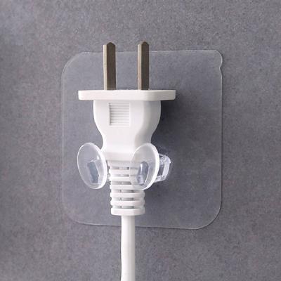 Wall Hook Kitchen Tool Free Punching Traceless Electricity Plug Holder Transparent Strong Paste Socket Rack Multi-Purpose Hooks