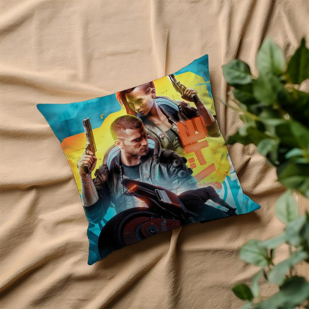 C-Cyber P-Punk Games 2077 cushion cover Square Sofa Cushion Cover Casual Skin-Friendly Comfortable Pillow Cover