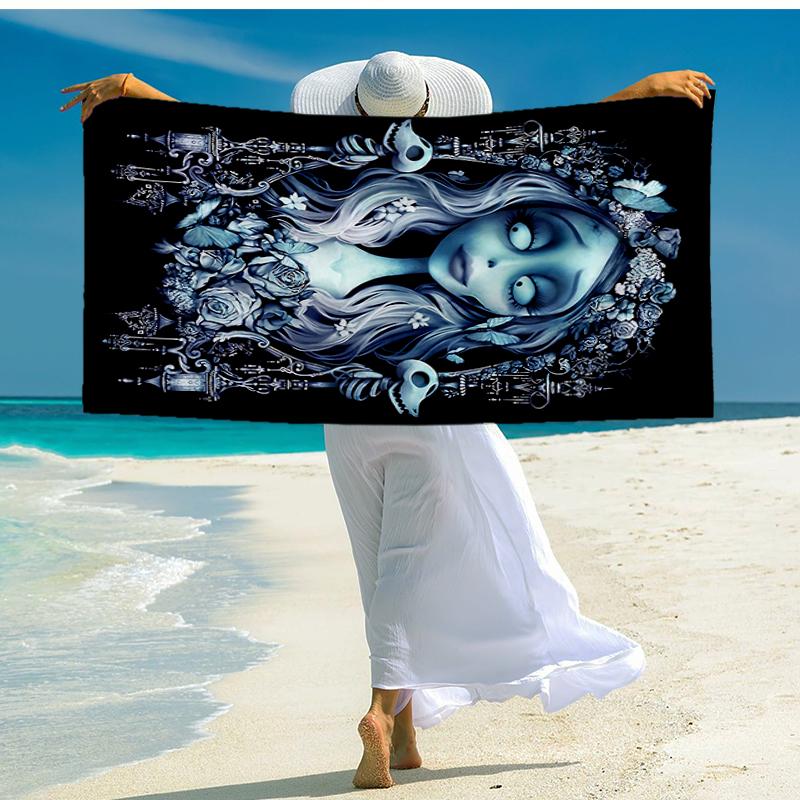 Gothic Corpse Beauty In Bloom Beach Towel, Super Soft Microfiber, Gift for Her/Him, Birthday, for Pool, Beach, Travel, Home Decor Fan Gifts