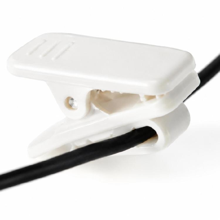 Spring Grip Thin Cord Fasteners with Separate Routing Guides for Earphone Cable Management Across Several Locations