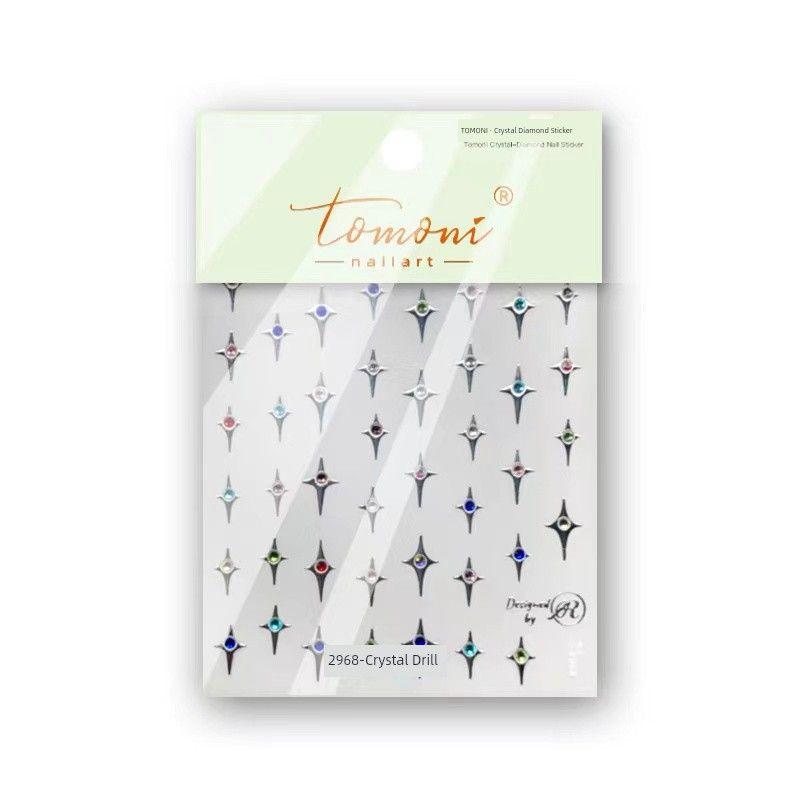 

Internet Hot Bright Crystal Four Eight-Pointed Stars Nail Stickers Silver Metal Texture Diamond-Embedded Cross Star Sweet Cool Sexy Style 2968 silver colored diamond