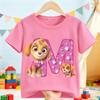 Paw Patrol Skye T-shirt for Children Cartoon A-Z Letter Tee Top Round Collar Clothing Girls Short Sleeve Kids Anime Clothes Gift