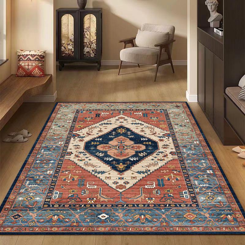 Vintage Floral Print Area Mat - Foldable, Distressed Design, Machine Washable, Non-Slip Rubber Backing, Perfect for Bedroom, Living Room, Dining Room