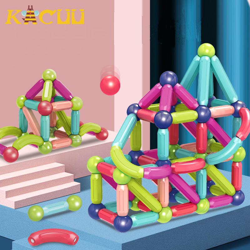 Kids Magnetic Constructor Block Designer Set Magnet Stick Rod Building Blocks Montessori Educational Toys for Children Boy Girl