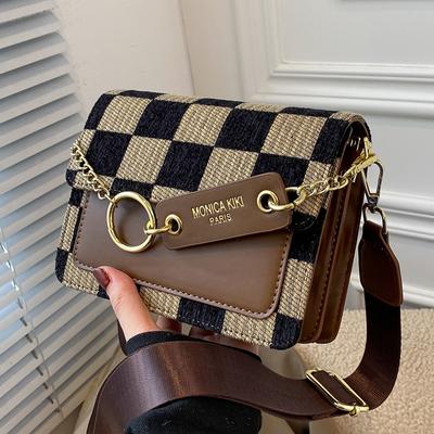 Checkerboard Mini Fabric Flap Crossbody Sling Bags for Women  Luxury Brand Design Handbag Simple Shoulder Bag Handbags