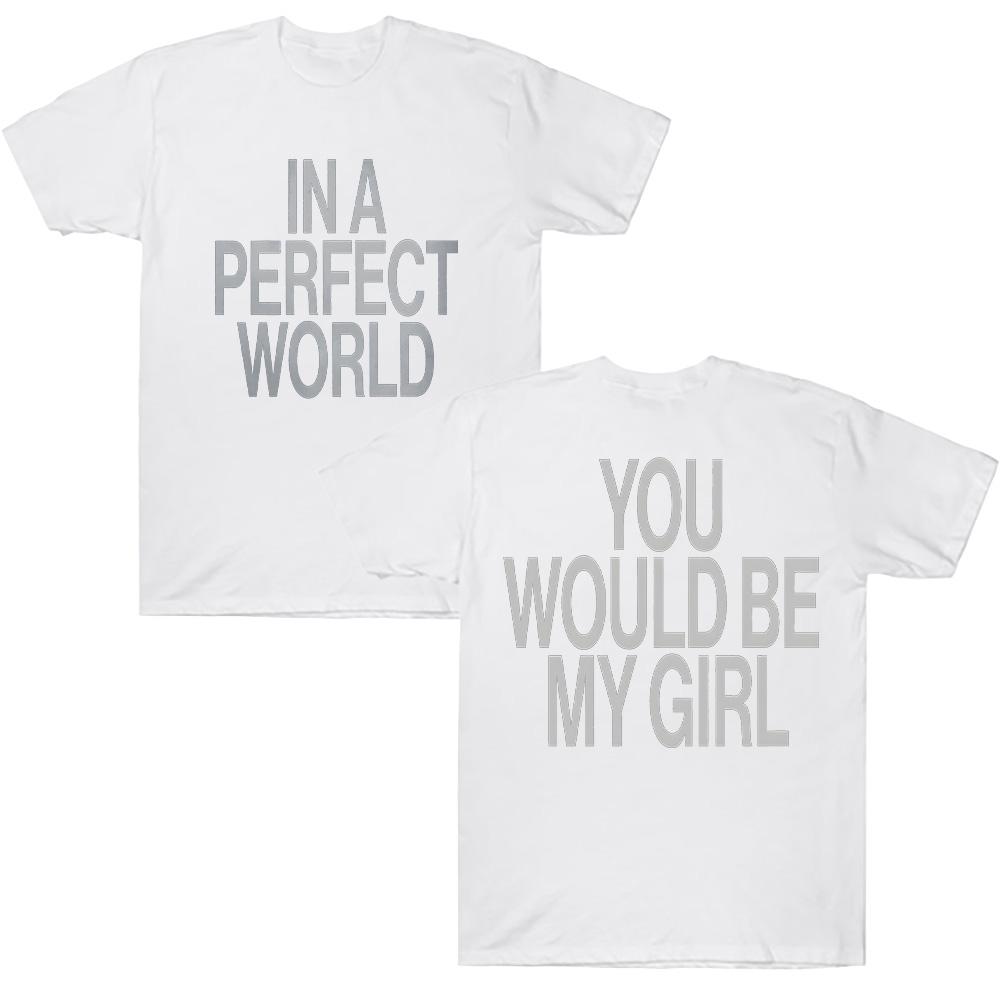 

The Kid LAROI Альбомний Мерч Футболки Perfect World Tee Бавовняна Футболка Унісекс Футболка З Круглим Вирізом З Коротким Рукавом Одяг Естетичні Футболки M білий
