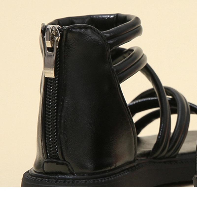 Flache Sandalen für Mädchen Sandalen mit weicher Sohle Römische Sandalen Kinderschuh Prinzessin Mittlere Größe Schuh für große Mädchen Kinderschuh Cooler Stiefel