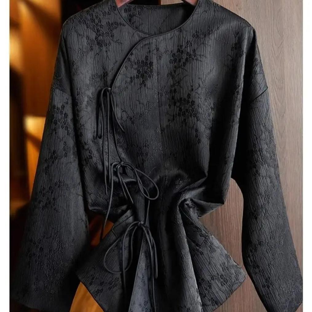 Jachetă de cămașă jacquard în stil chinezesc, la modă