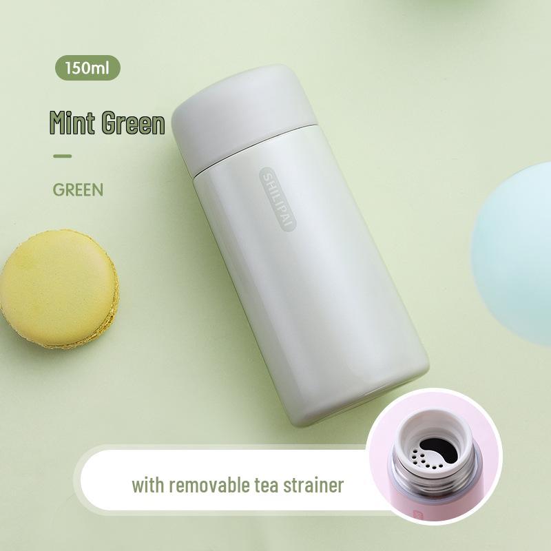 Stylish Mini Insulated Cup for Girls - Portable Pocket Size with Tea Infuser, Leak-Proof 304 Stainless Steel.