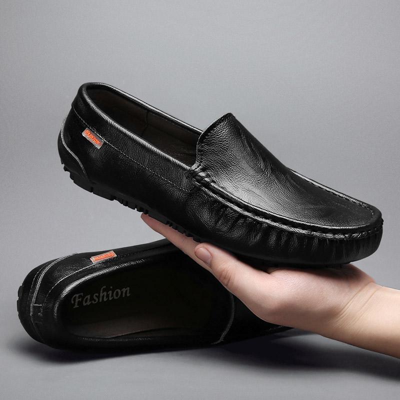 Genuine Leather Men Shoes Casual Luxury Brand Slip On Summer Designer Loafers Men Moccasins Breathable Italian Men Driving Shoes