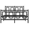 Metal Bed Frame with Headboard and Footboard Black 120x190 Cm