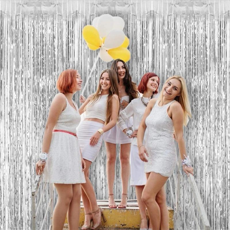 1pcs 2m Tinsel Curtain Birthday Wedding Bachelorette Party Decoration Background Graduation Bridal Shower Independence Day