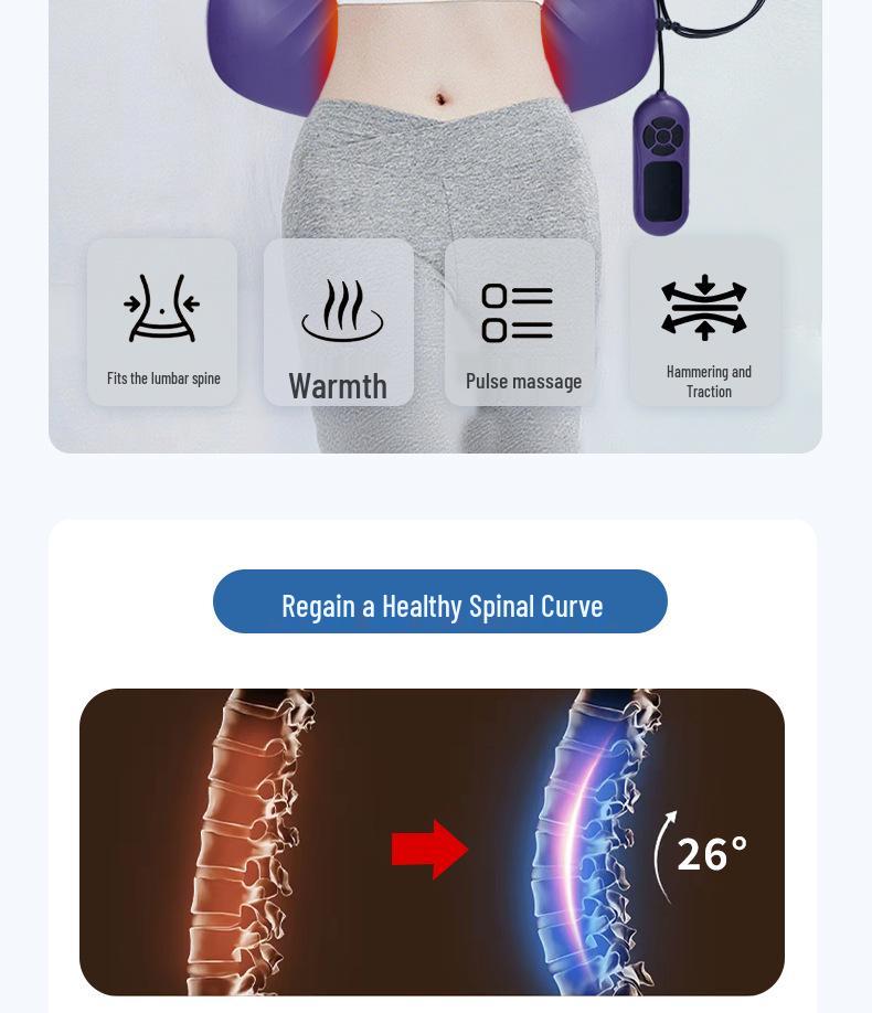 Portable Electric Lumbar Massager with Traction, Heating & Percussion