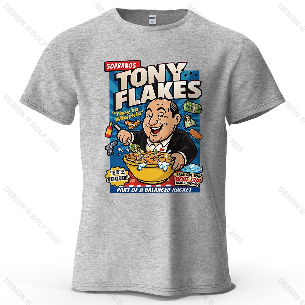 Футболка мужская с принтом Sopranos TONY FLAKES 100% хлопок оверсайз юмористические яркие графические футболки для женщин топы футболки уличная одежда