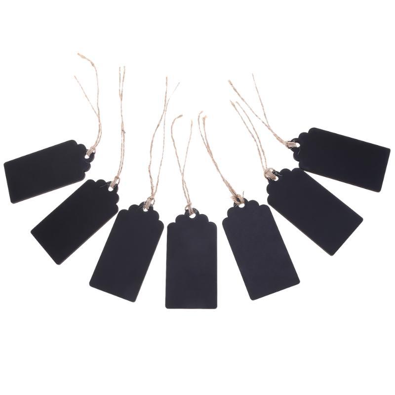 10PCS Rectangular Small Blackboard Hemp Rope Pendant DIY Double Sided Wooden Home Decoration Office Classroom Display Tag