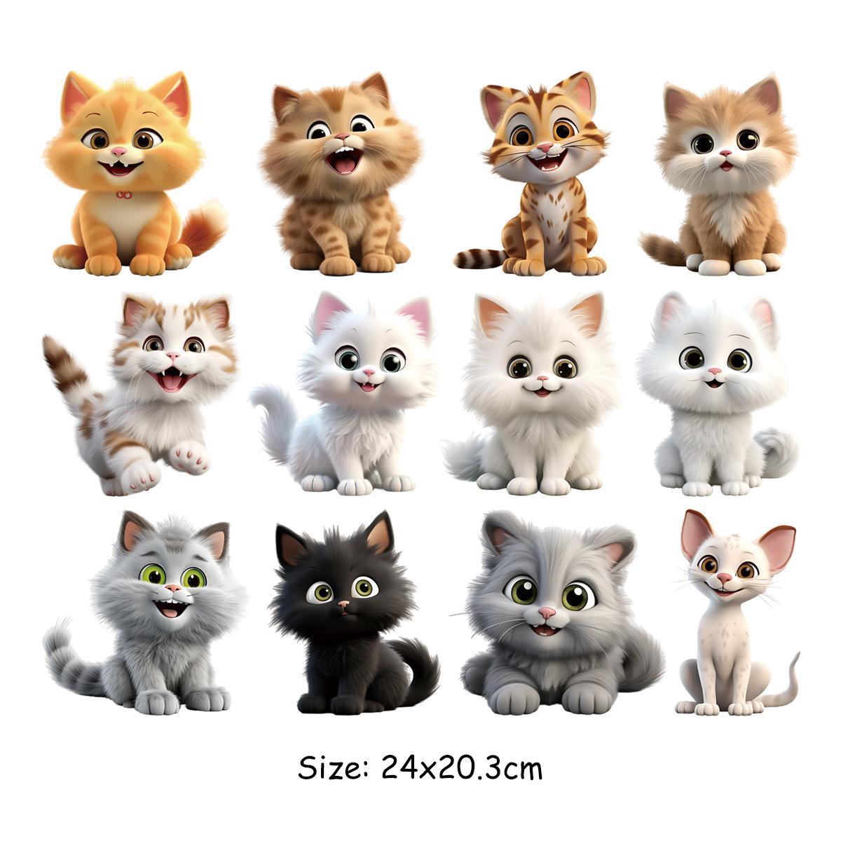 

12 шт. Маленький кот 6,6 см термопереводной винил легко печатать толстовки одежда наклейки футболки своими руками термопресс аппликация утюгом на заплатке