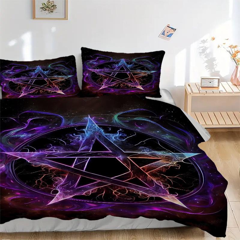 3pcs Witchcraft Symbol Bedding Set, Includes Without Pillow Inserts, Soft Comfortable Bedding Set,All-Season Use a0924041
