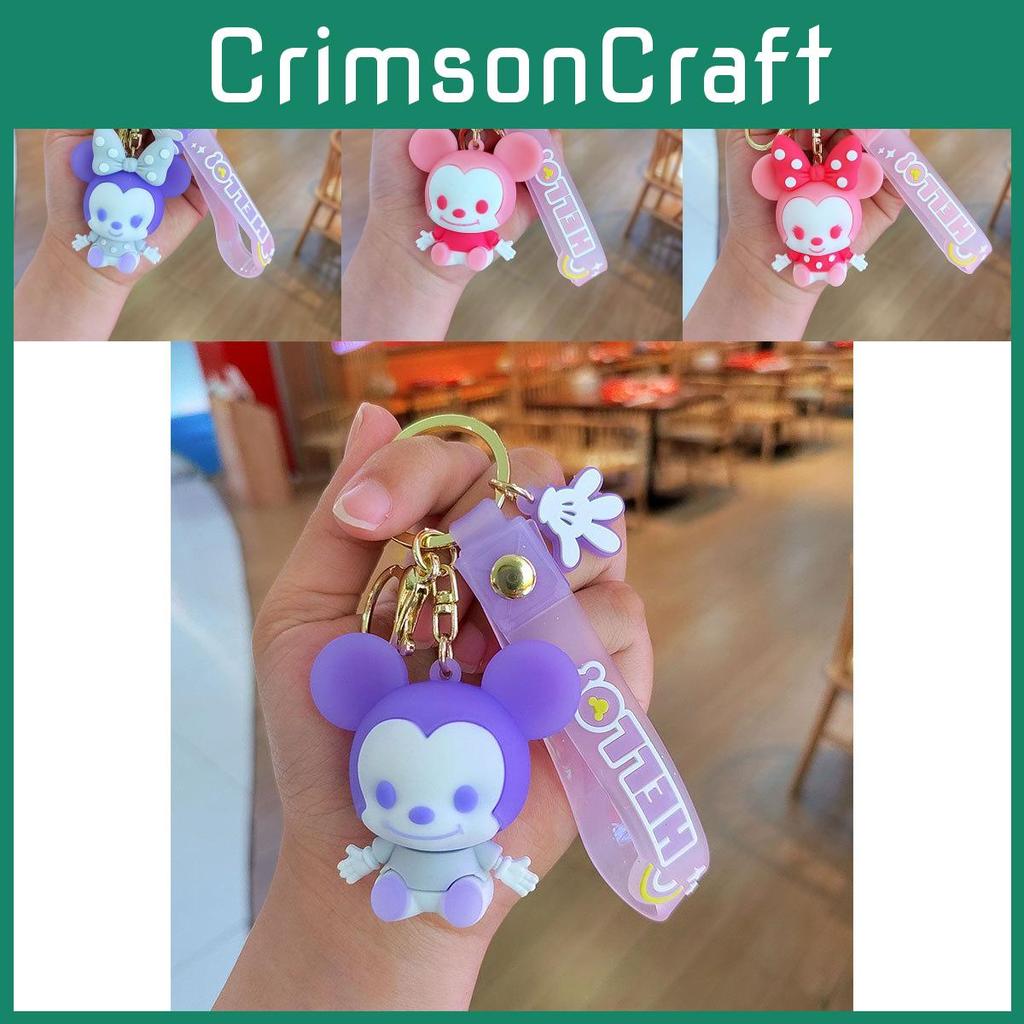 Entzückender Cartoon Mickey Mouse Schlüsselanhänger mit süßer rosa Schleife Silikon-Accessoire