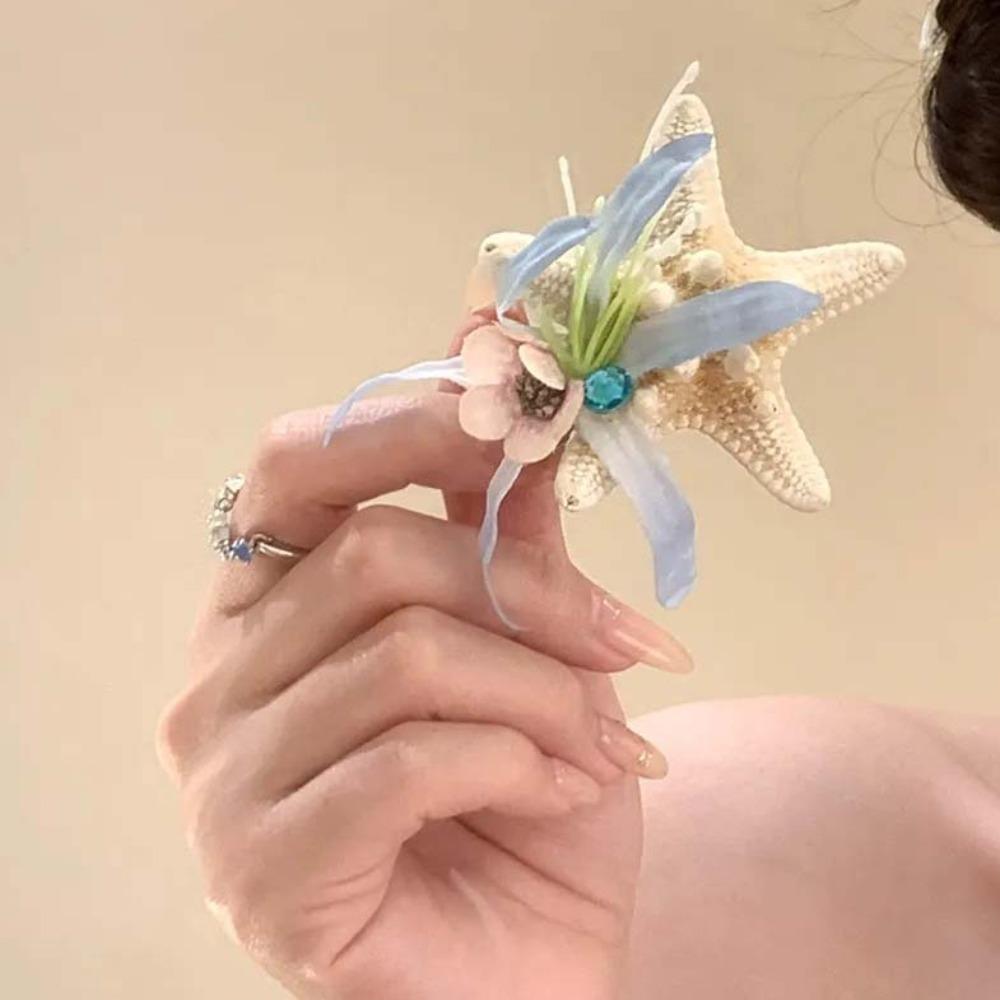 Sweet Starfish Hair Clip Korean Style Women Side Clip Simple Orchid Flower Hairpin  Daily