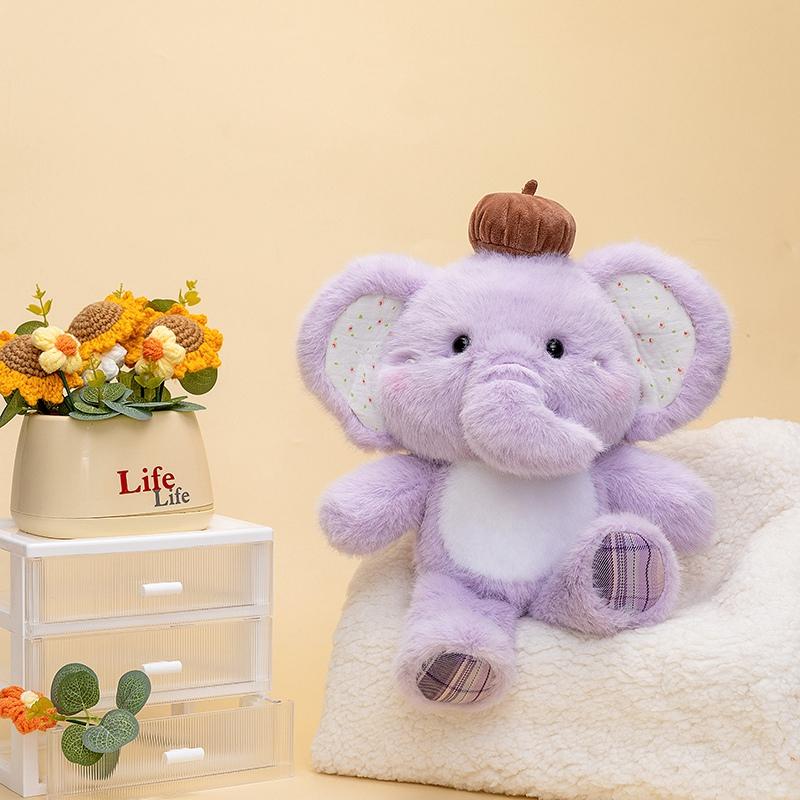 Little Elephant Plush Toy Lovely Cozy Fluffy Good Night Cartoon Doll Warm Sleeping Companion Xmas Gift for Kids