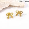 Gold-Plated Bow Earrings - Women's Titanium Steel Light Luxury French Design