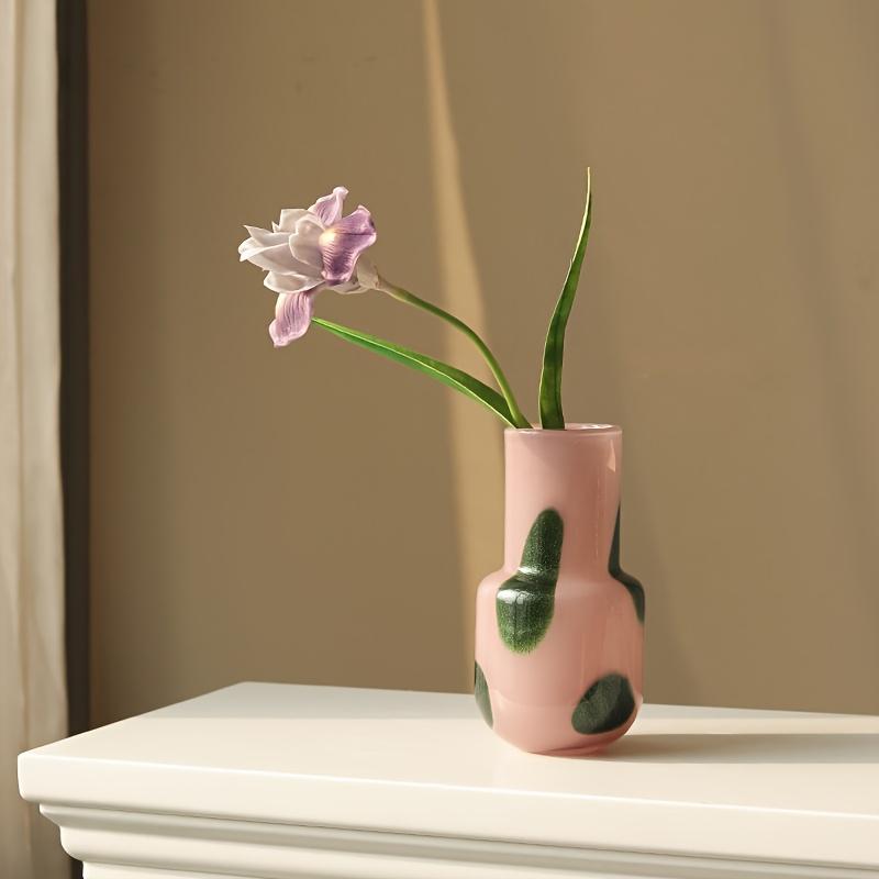 Jarrón de Vidrio de Jade Artificial, Soporte Decorativo para Arreglos Florales Rellenos de Agua, Tono Cálido, Jarrón Duradero de Primera Calidad, Adecuado para Hoteles, Restaurantes, Librerías