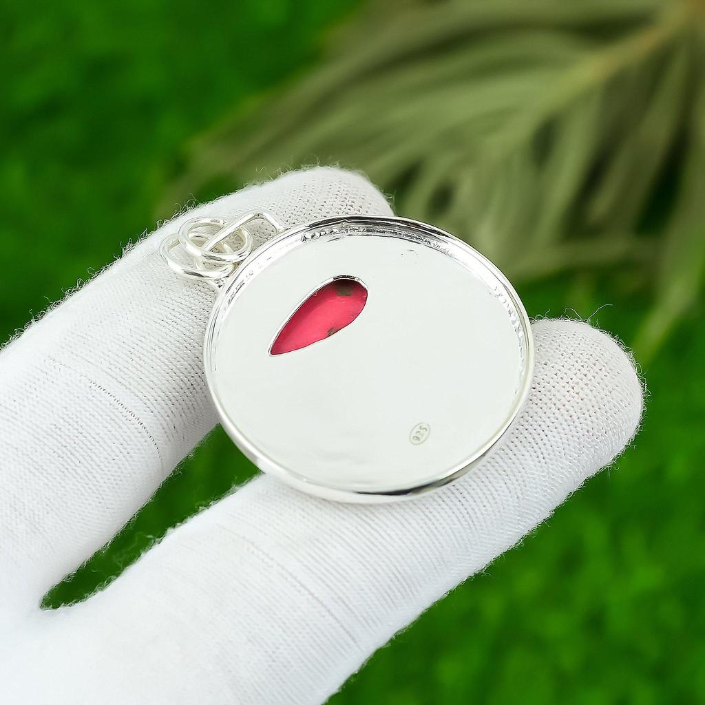 Birthday Gift For Her Natural Mosaic Balloon Jasper Gemstone Pendant 925 Silver