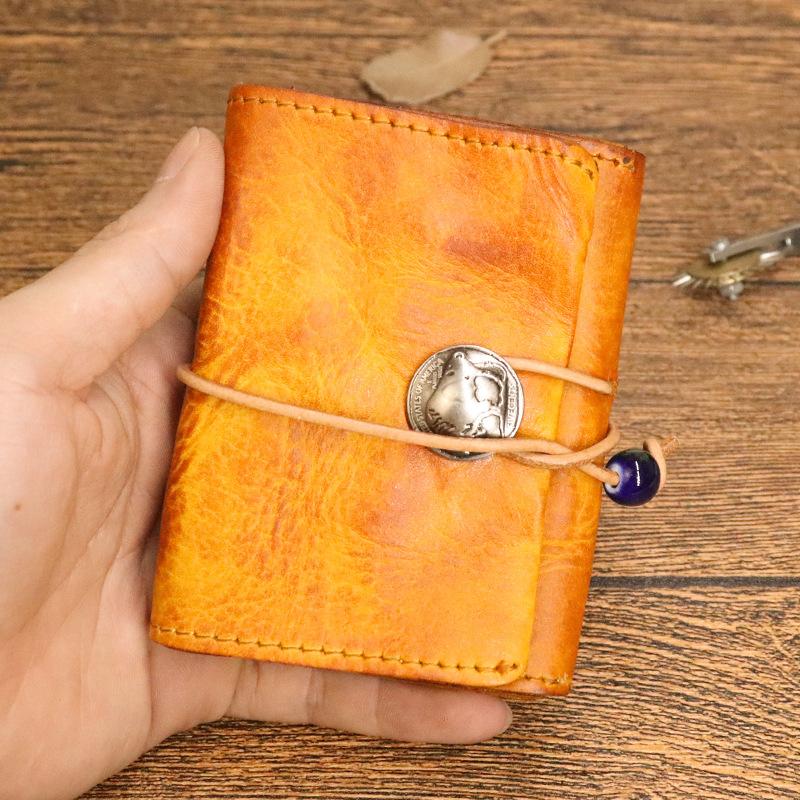 

Original New Vegetable Tanned Leather Wallet Card Bag Zero Wallet Women s Retro Drawstring Multifunctional 2-in-1 Card Clip жёлтый