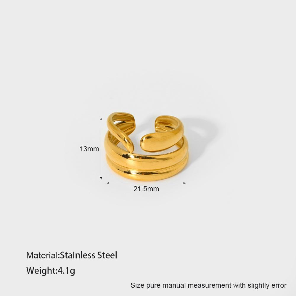 European and American Retro Exaggerated Irregular Hollow Opening Ring Female Non-fading Plated 18k Gold Stainless Steel Gold Ring