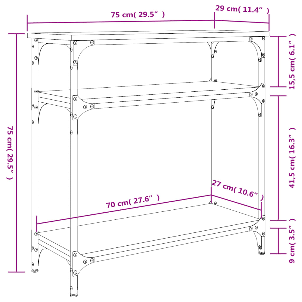 Console Table Sonoma Oak 75x29x75 Cm Particleboard