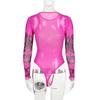 European and American Hip-hop Printed Spicy Girl Sexy Base Irregular Perspective Hollow Out Design Sense Women's Long Sleeved Jumpsuit