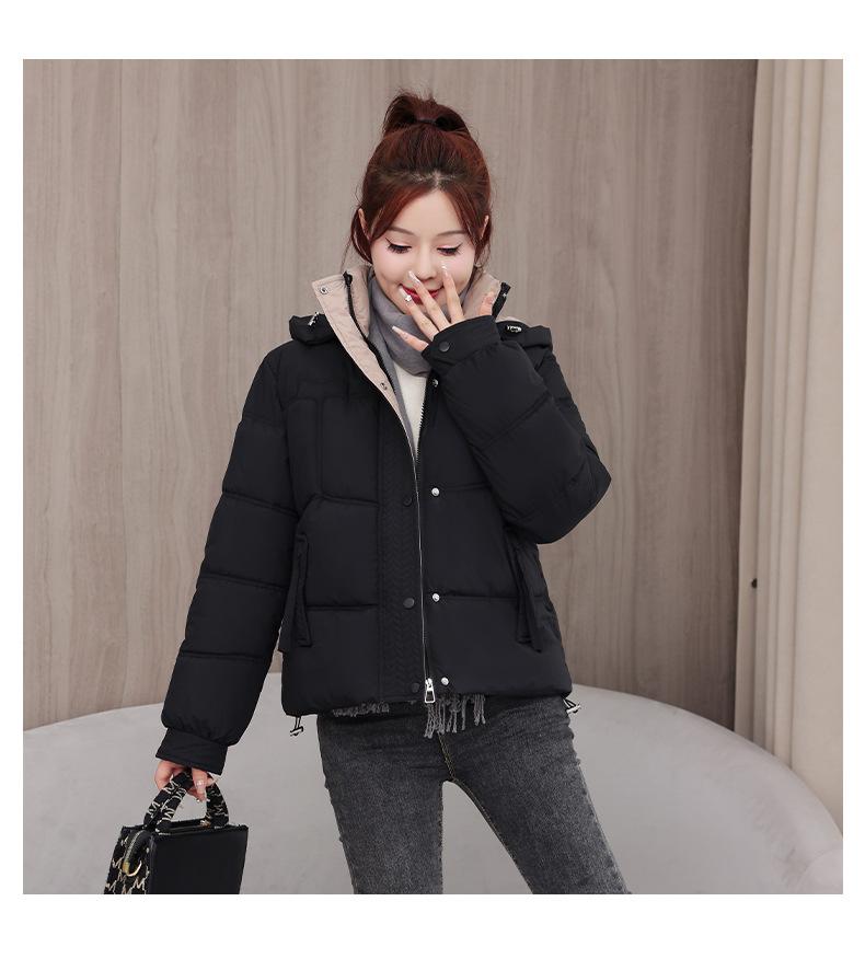 Geacă de iarnă groasă, călduroasă, scurtă, cu glugă, rezistentă la vânt, pentru femei