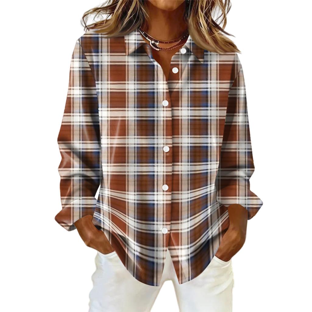 Women's Shirt Blouse Christmas Print Button Long Sleeve Casual Basic Shirt Collar Regular Top