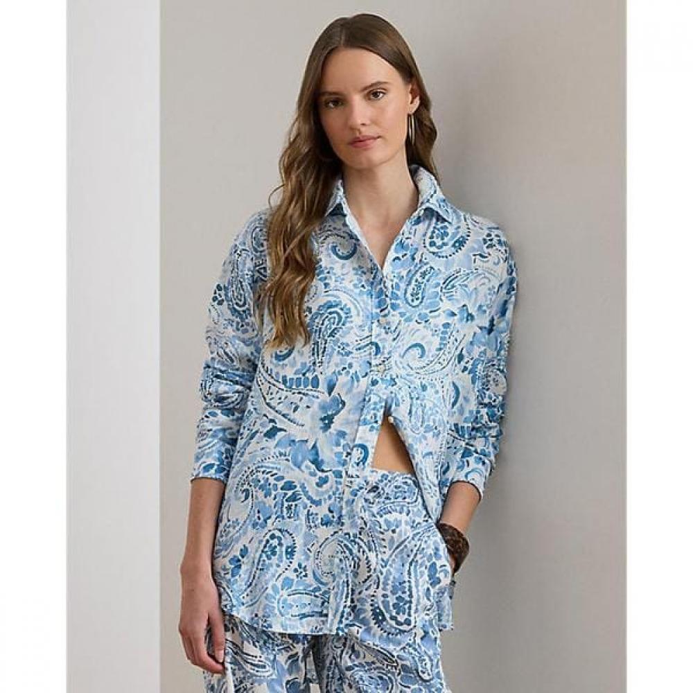 Lauren Ralph Lauren Relaxed Fit Paisley Linen Shirt Wmlrshts6820552100 XS