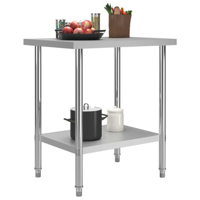 VidaXL Table de travail de cuisine 80x60x85 cm Acier inoxydable 51186