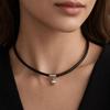Black Leather Rope Necklace with Clasp DIY Pendant Braided Cord Necklace 45cm Waterproof Cord Chain Line String Men Women