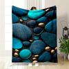 The Pattern Features Glossy Blue and Gold Stones On a Dark Background. for All Seasons Blanket Lunch Break Throw Gift
